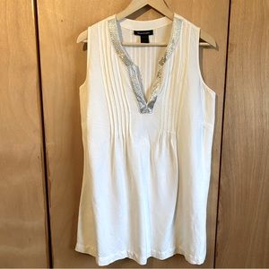Lane Bryant tunic, white, sleeveless with silver shimmer. Size 12
